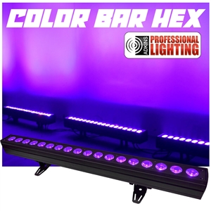 COLOR BAR HEX - 40 Inch Color Wash Bar - 18 Hex (6 in 1) 18 watt LEDs RGBAW+UV - Adkins Professional Lighting
