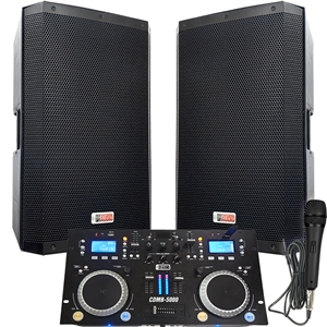 4000 WATTS! The Powerhouse System - Connect your Laptop, iPod or play CD's! - 15" Powered Speakers