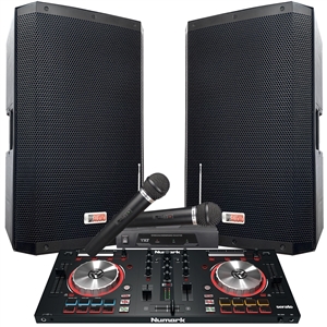 4000 WATTS! The Powerhouse System with Mixtrack Pro 3 - Connect your Laptop, iPod or play CD's! - 15" Powered Speakers