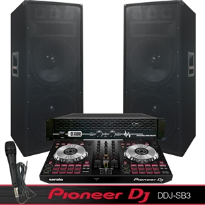 6100 Watt - Pioneer - Serato - DJ System - Pioneer DJ Controller DDJ-SB3 - Serato DJ Lite Software - Dual 15 Inch Adkins Pro DJ Speakers - APA-6100 Amp and Mic