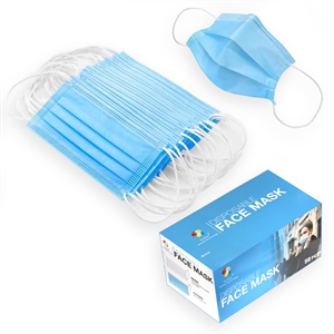 FaceMask50, 50 PCS, 3-Ply Protective Face Mask, Blue, Disposable