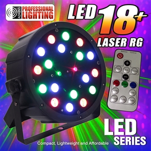 Adkins Pro Lighting LED-18-LASER-RG Color Mixing LED Par Can w/Laser
