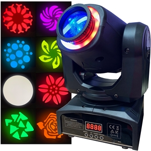 LED Moving Head Spot - Bright, Lightweight, 60 Watt, 8 Gobos, 8 Colors, FX Ring - Adkins Professional Lighting