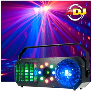 American DJ Boom Box FX1 4-IN-1 Effect Light with Wash, Derby, Strobe/Chase & Green & Red Laser