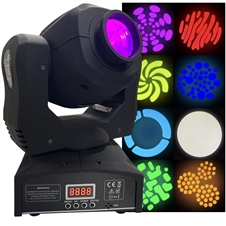 LED Moving Head Spot - Bright, Lightweight, 80 Watt, 8 Gobos, 8 Colors - Adkins Professional Lighting